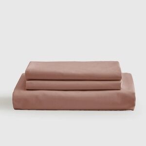 Quince Organic Cotton Percale Clay Fitted Sheet Set! Queen (212)